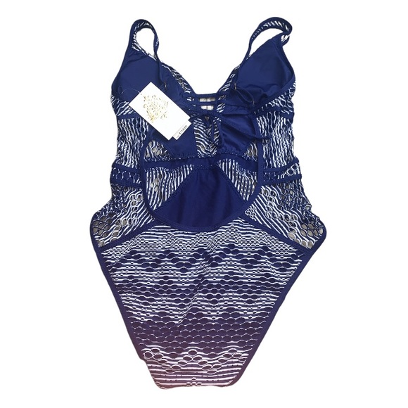 ❌SOLD 😍 BECCA by Rebecca Virtue Color Play Crochet Show & Tell Plunge One-Piece - Picture 4 of 7